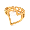 Ion Plating(IP) 304 Stainless Steel Hollow Heart Open Cuff Finger Rings for Women RJEW-S414-15B-G-2