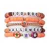 5Pcs 5 Styles Halloween Synthetic Non-magnetic Hematite & Polymer Clay Beaded Stretch Bracelet Sets BJEW-JB10733-1