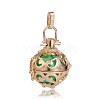 Golden Plated Brass Hollow Round Cage Pendants KK-J246-09G-1