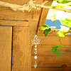 Glass Pointed Cone Big Pendant Decorations DJEW-PW0017-01-1