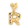 Brass Micro Pave Colorful Cubic Zirconia Pendants KK-P281-01G-R-1