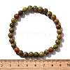 Natural Unakite Bead Stretch Bracelets BJEW-K212-A-006-4