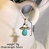 European Synthetic Turquoise with Alloy Wings Angel Pendant Necklaces for Women WH2548-3-2