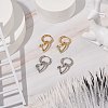 2 Pairs 2 Colors Brass Heart Dangle Hoop Earrings EJEW-JE05066-2