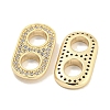 Brass Micro Pave Clear Cubic Zirconia Connector Charms KK-S386-15G-2