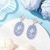 Cross Oval Glass Seed Bead Woven Stud Earrings EJEW-MZ00595-03-1