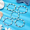 Natural Gemstone & Shell Beads Stretch Bracelets BJEW-JB11220-2