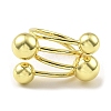 Rack Plating Brass Round Balls Open Cuff Ring RJEW-H218-07G-2