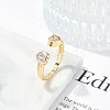 Brass Micro Pave Clear Cubic Zirconia Open Cuff Rings for Women RJEW-M026-01G-02-1