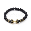 Natural Black Agate(Dyed & Heated) Beads Stretch Bracelets BJEW-JB04801-02-1