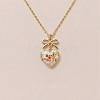 Brass Enamel Bowknot Angel Heart Photo Locket Pendant Necklaces for Women KK-CBAF5B9-03G-1