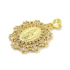 Virgin Mary Theme Rack Plating Brass Micro Pave Cubic Zirconia Pendants KK-C074-23G-02-2