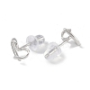 Anti-Tarnish Heart Rhodium Plated 999 Sterling Silver Stud Earrings for Women EJEW-S215-18P-2