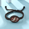 Adjustable Oval Natural Red Jasper Braided Bead Bracelets BJEW-H626-02-13-2