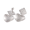 304 Stainless Steel Heart with Rhombus Dangle Stud Earrings for Women EJEW-G328-24-3