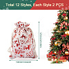 24Pcs 12 Style Christmas Theme Cotton Fabric Cloth Bag ABAG-MB0001-01-3