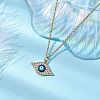 Alloy Crystal Rhinestone Cable Chain Blue Enamel Eye Pendant Necklaces for Women NJEW-JN04977-01-2