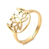 Ion Plating(IP) 304 Stainless Steel Hollow Lotus Adjustable Ring for Women RJEW-M149-30G-3