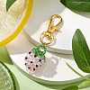 Glass Seed Beaded Strawberry Pendant Decoration HJEW-MZ00160-02-1