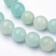 Natural Flower Amazonite Round Bead Strands G-L374-03-6mm