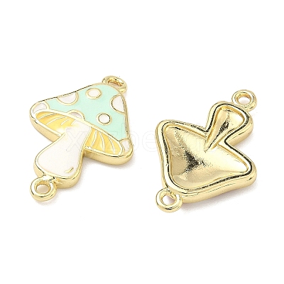 Autumn Brass Enamel Mushroom Links Connector Charms KK-K417-03B-G-1