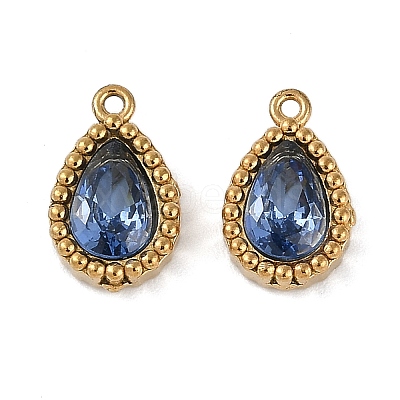 Ion Plating(IP) 304 Stainless Steel Micro Pave Cubic Zirconia Charms X-STAS-K256-20G-01-1