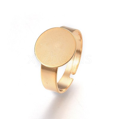 Adjustable 304 Stainless Steel Finger Rings Components STAS-G187-02G-12mm-1