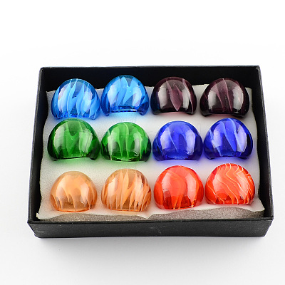 Handmade Lampwork Wide Band Rings RJEW-Q150-M04-B-1