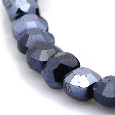 Full Hematite Plated Glass Faceted Flat Round Beads Strands EGLA-A033-6mm-FP04-1