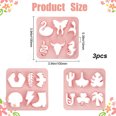3Pcs 3 Styles Flower Grass Animal ABS Plastic Clay Cutters DIY-GF0009-42B-1