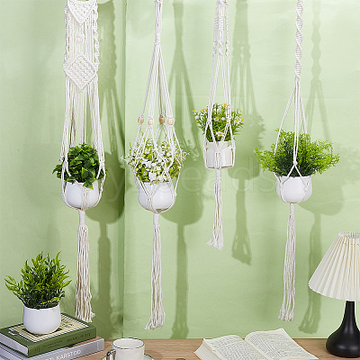 4Pcs 4 Styles Cotton Weaving Rope Wall-Mounted Basket AJEW-OC0015-28-1