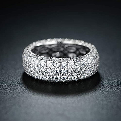 Brass Micro Pave Clear Cubic Zirconia Finger Rings for Women FS-WG796B2-02-1