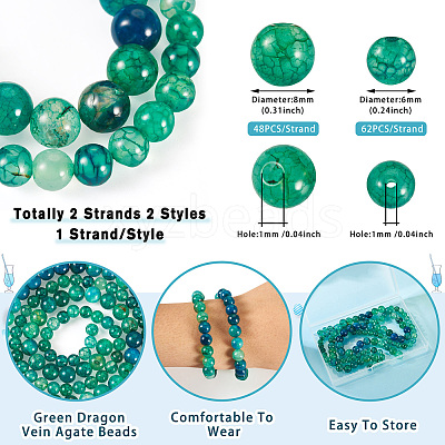 2 Strands 2 Styles Natural Dragon Veins Agate Beads Strands G-TA0002-58-1