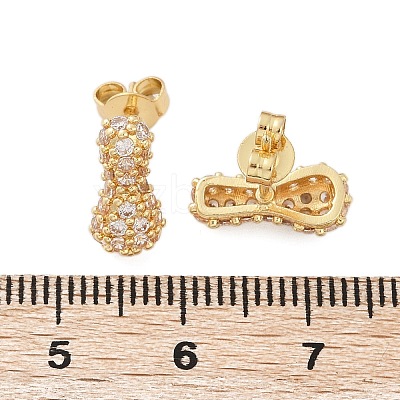 Brass Micro Pave Cubic Zirconia Stud Earrings EJEW-Z091-04G-I-1