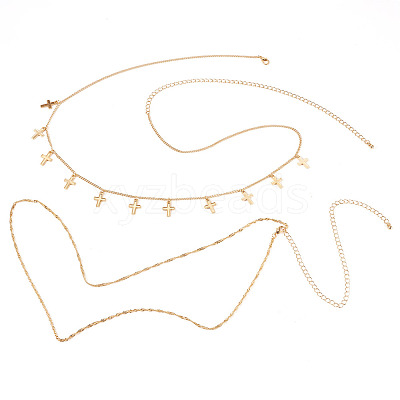 1Pc Alloy Double Layer Cross Charm Waist Chains AJEW-TA0002-20-1
