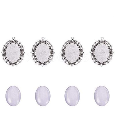 Oval Clear Glass Cabochon Cover DIY-PH0018-99AS-1