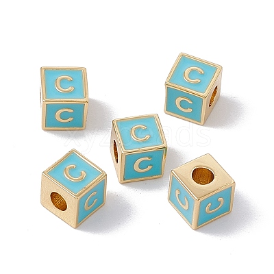 Rack Plating Brass Enamel Beads KK-B060-04G-06C-1