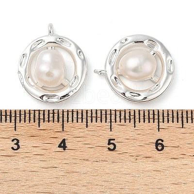 Brass Pave Natural Freshwater Pearl Pendants KK-U045-17S-1