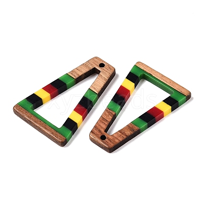 Jamaican Colour Epoxy Resin & Walnut Wood Pendants RESI-N039-122J-1