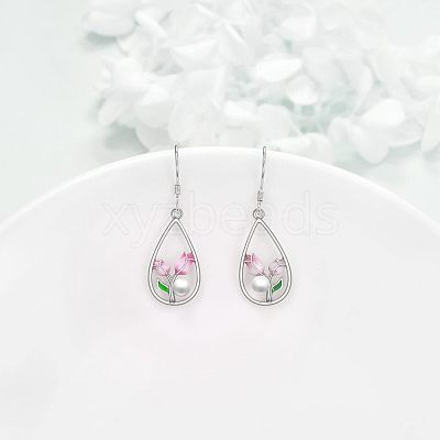 Alloy Enamel Teardrop & Tulip Dangle Earrings WG1F9CE-01-1