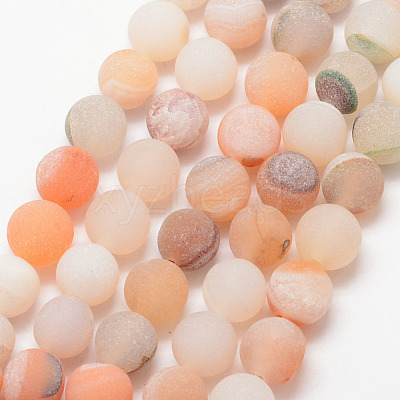Natural Druzy Geode Agate Bead Strands X-G-K166-09-8mm-02-1