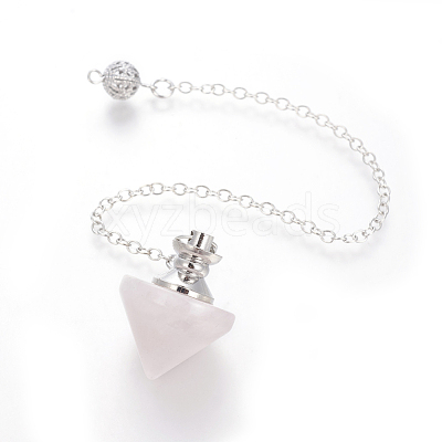 Natural Rose Quartz Cone Dowsing Pendulums G-G771-D03-1