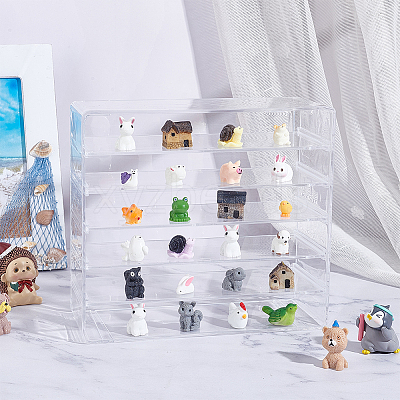 6 Grids Transparent Acrylic Minifigures Display Case with Detachable Dividers DIY-WH0430-530B-1