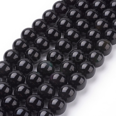 Natural Obsidian Beads Strands LS-G-G099-12mm-24-1