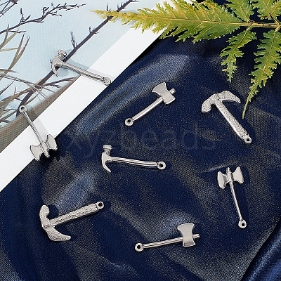 8Pcs 4 Style 304 Stainless Steel Pendants STAS-UN0031-96-1