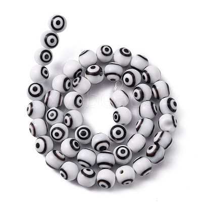 Handmade Evil Eye Lampwork Round Bead Strands LAMP-L055-8mm-1