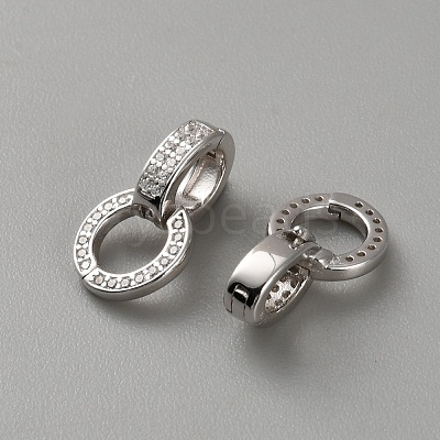 925 Sterling Silver Pave Cubic Zirconia Twister Clasps STER-WH0027-07A-P-1