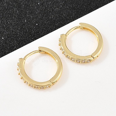 Brass Cubic Zirconia Hoop Earrings EJEW-A156-13B-G-1
