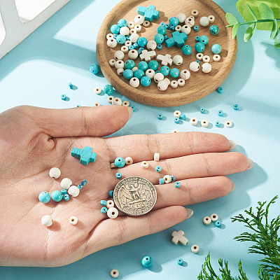 246Pcs 6 Styles Dyed Synthetic Turquoise Beads G-TA0003-31-1