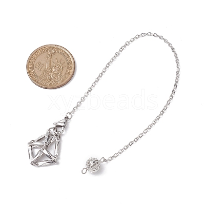 Non-Tarnish Stainless Steel Braided Chain Macrame Pouch Empty Stone Holder Dowsing Pendulums PALLOY-JF02738-1